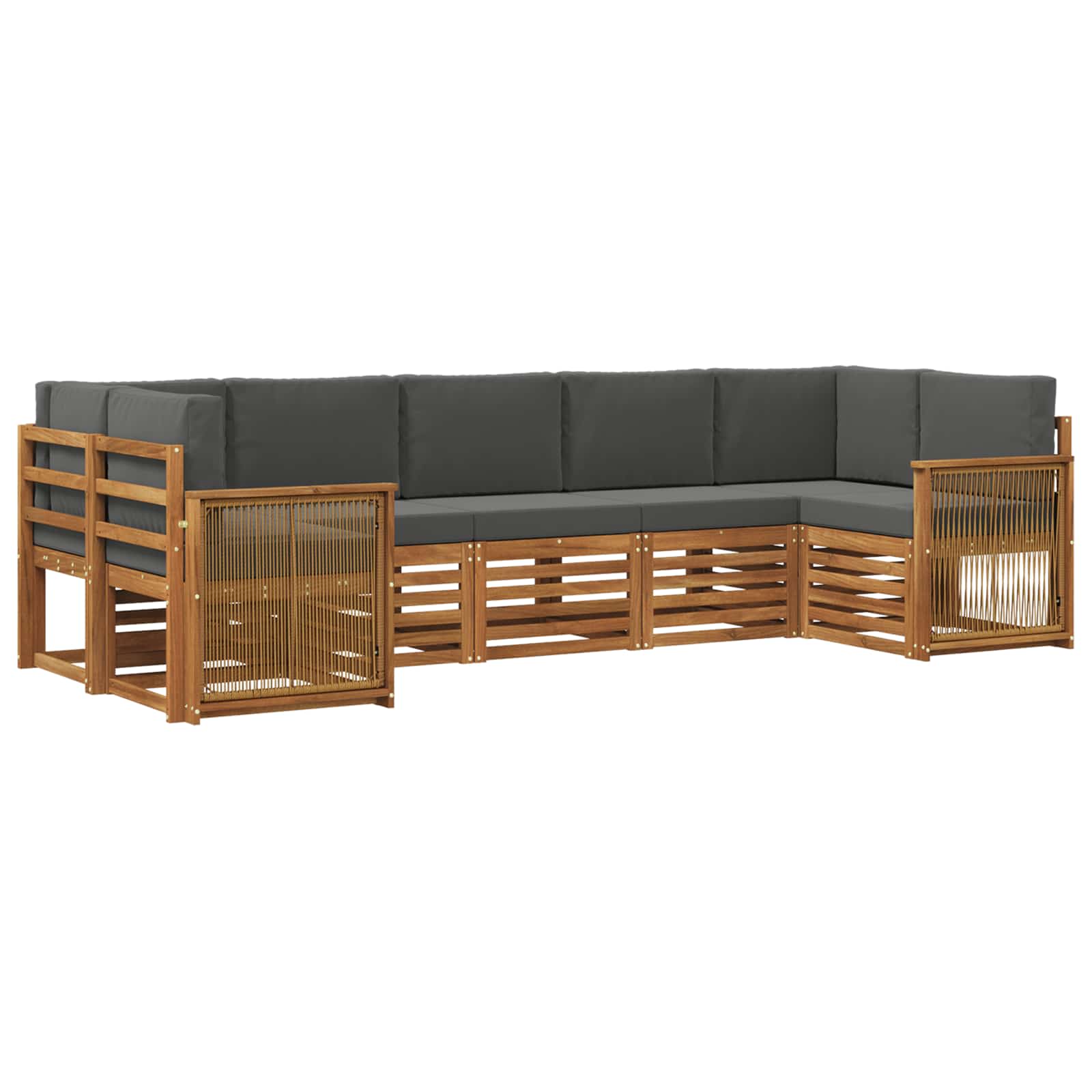 Ecksofa Set mit Kissen 6 pcs Natur und Anthrazit