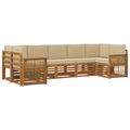Ecksofa Set 6 pcs Natur Massives Akazienholz und Polyester