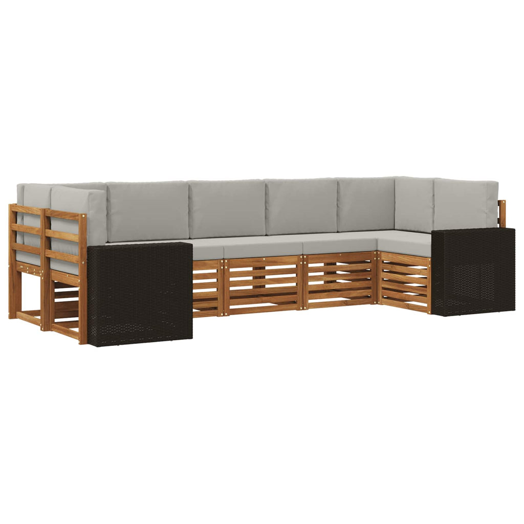 Ecksofa Set mit Kissen 7 pcs Natürlich und Hellgrau Polyester
