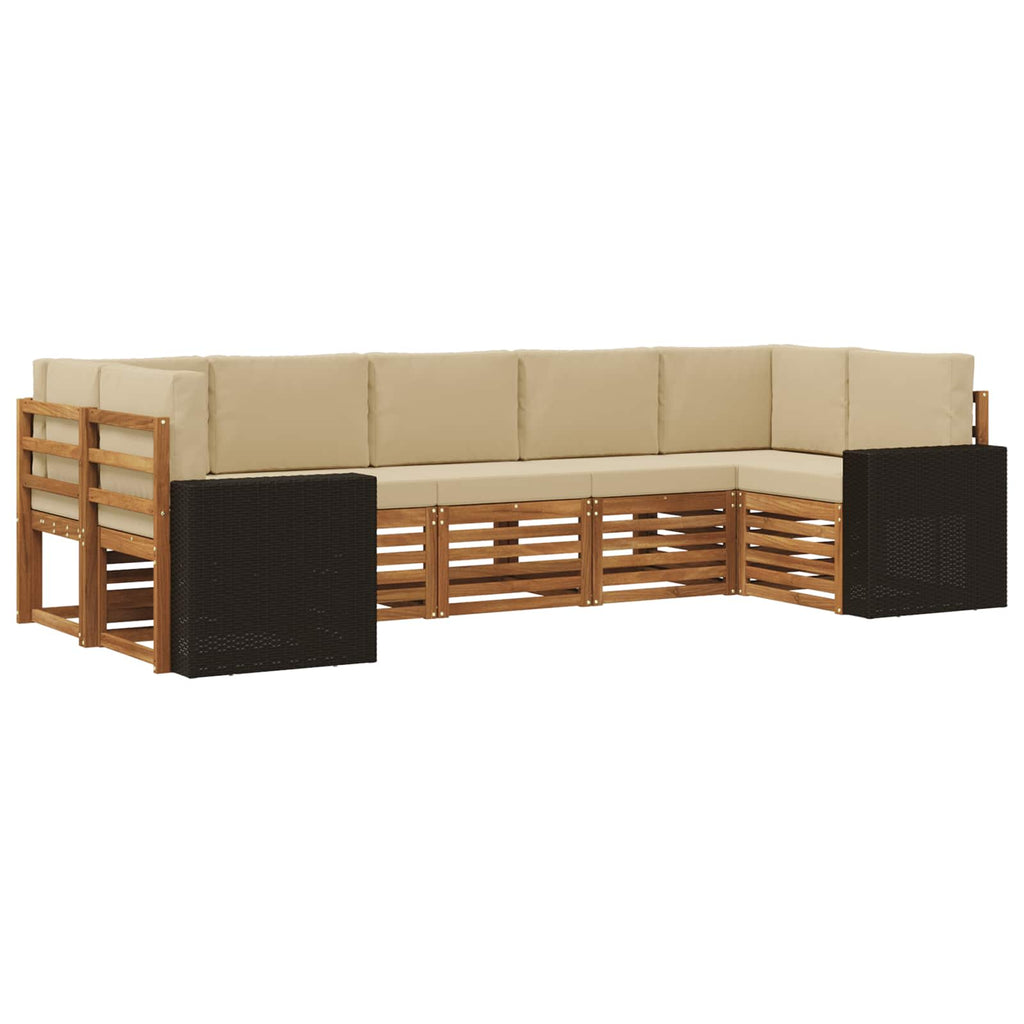 Ecksofa Set mit Kissen 7 pcs Natur und Beige Polyester