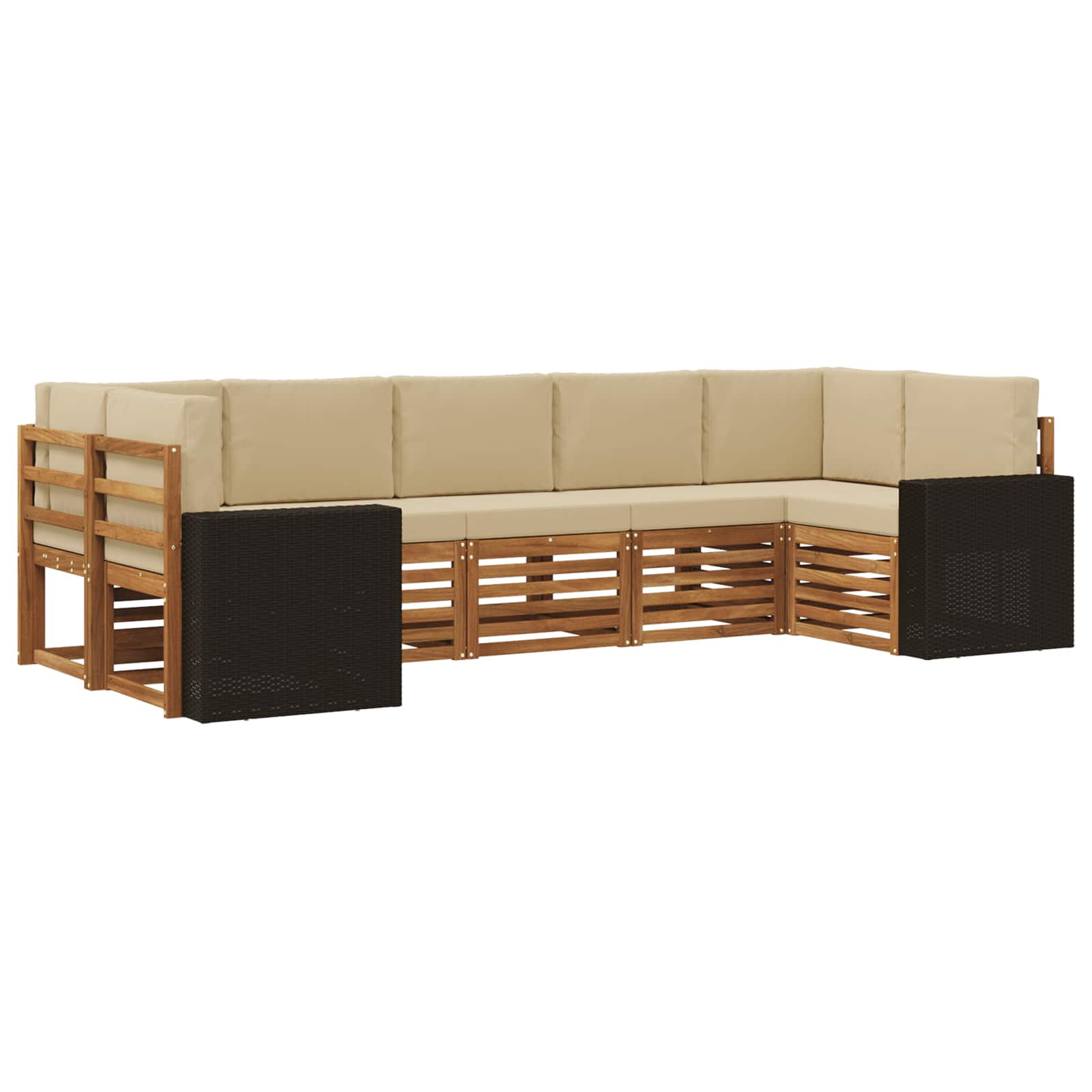Ecksofa Set mit Kissen 7 pcs Natur und Beige Polyester