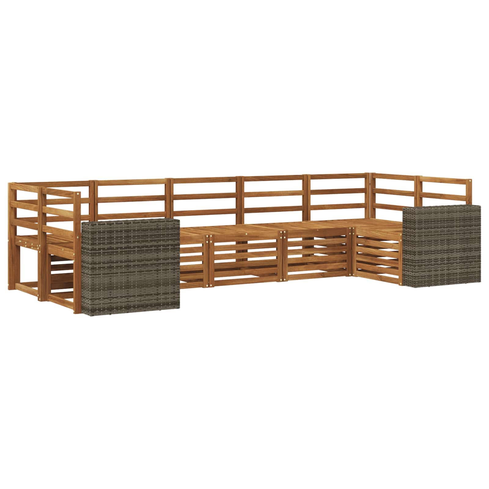 Ecksofa Set 7 pcs Natur Massivholz Akazie