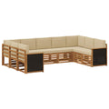Ecksofa Set 7 pcs Natur Massives Akazienholz und Polyester