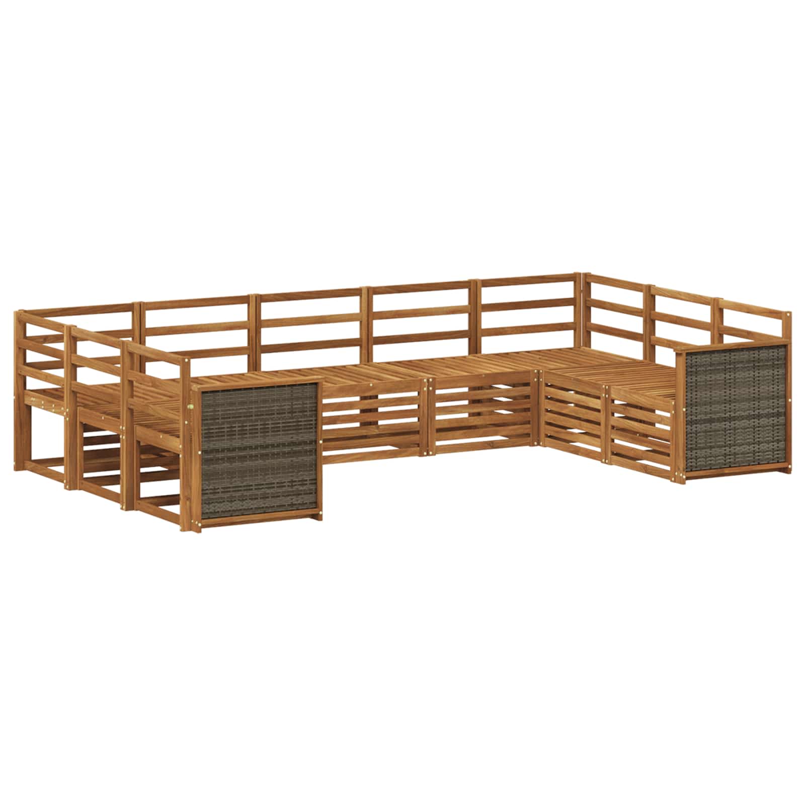 Ecksofa Set 7 pcs Natur Massivholz Akazie