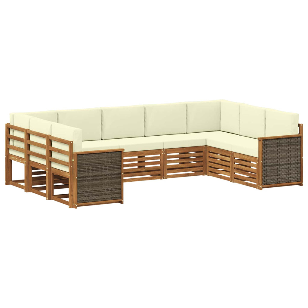 Ecksofa Set mit Kissen 7 pcs Natur und Creme