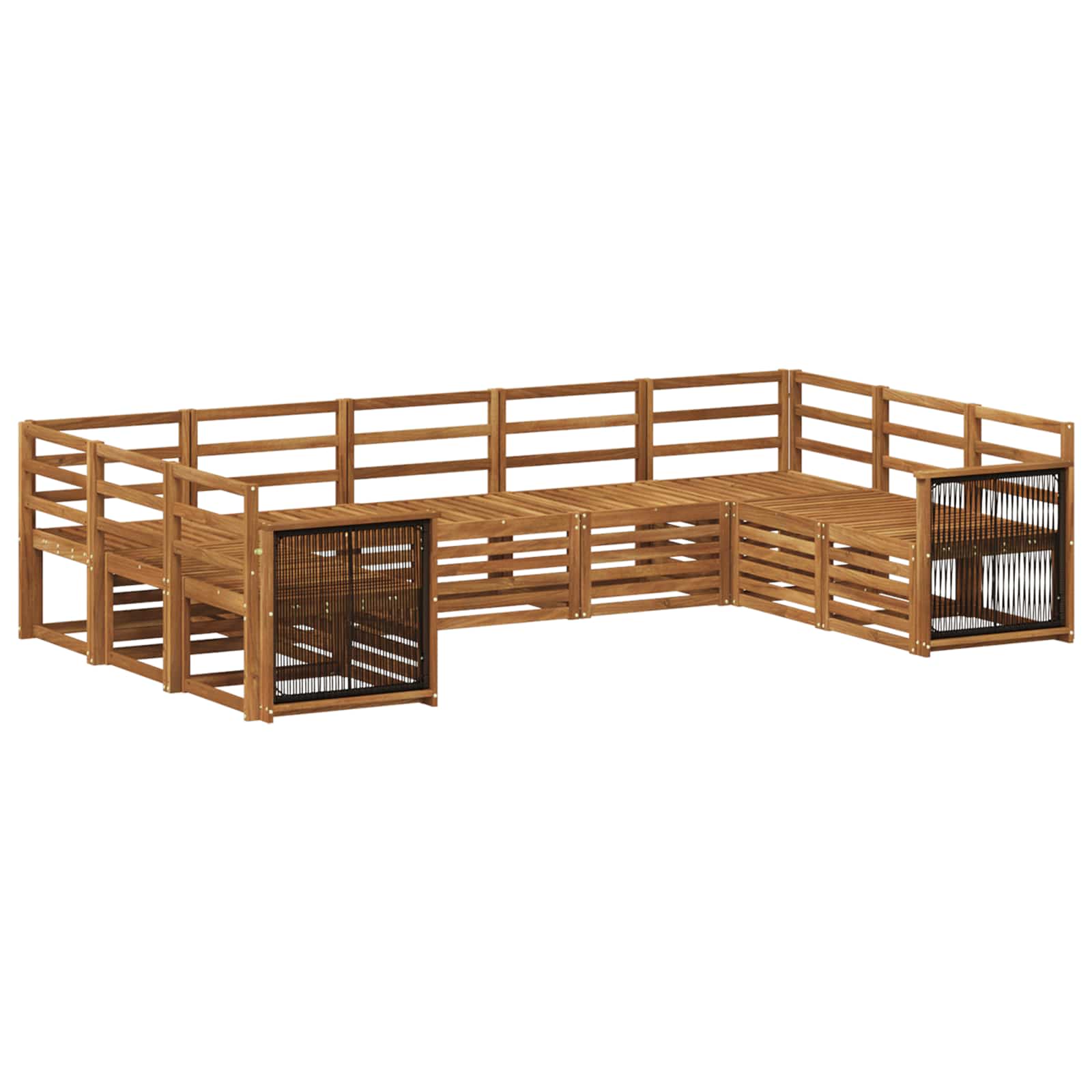Ecksofa Set 7 pcs Natur Massivholz Akazie
