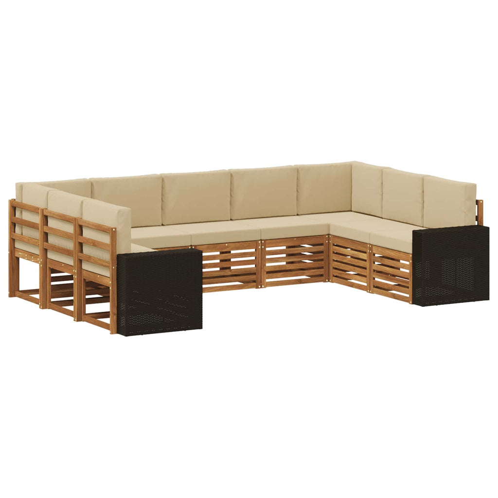 Ecksofa Set mit Kissen 9 pcs Natur und Beige Polyester
