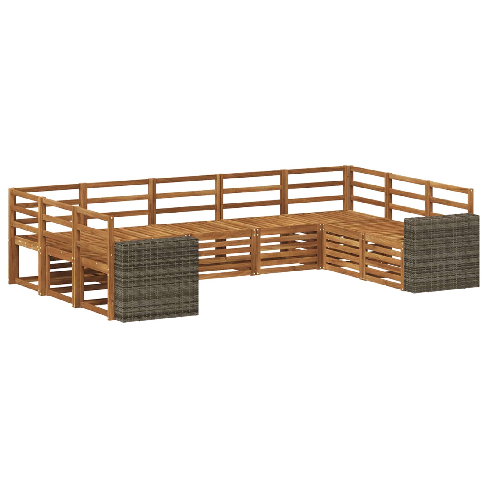 Ecksofa Set 9 pcs Natur Massivholz Akazie