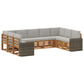 Ecksofa Set mit Kissen 9 pcs Natürlich und Hellgrau Polyester