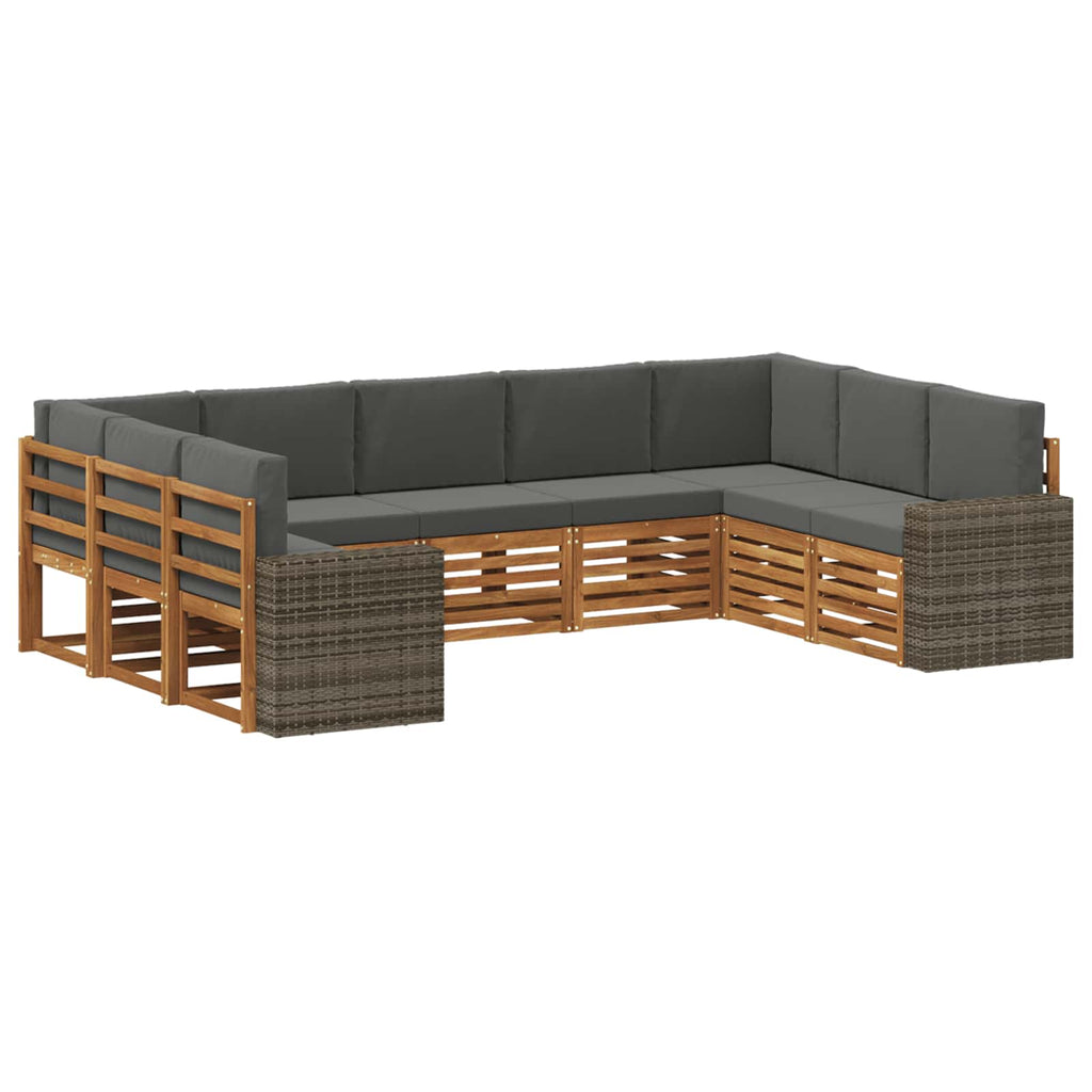 Ecksofa Set mit Kissen 9 pcs Natur und Anthrazit Polyester