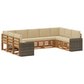 Ecksofa Set mit Kissen 9 pcs Natur und Beige Polyester