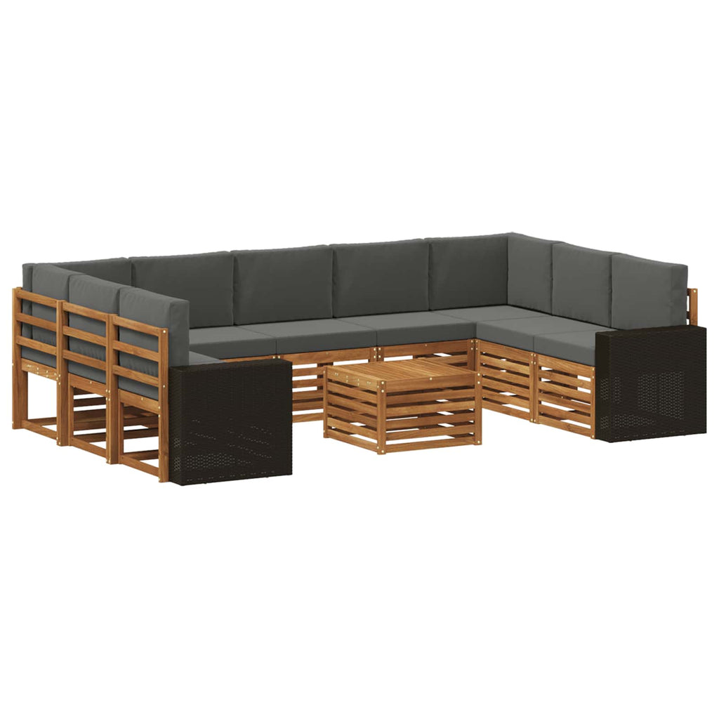 Sofagarnituren 10 pcs Natur und Anthrazit Massivholz Akazie