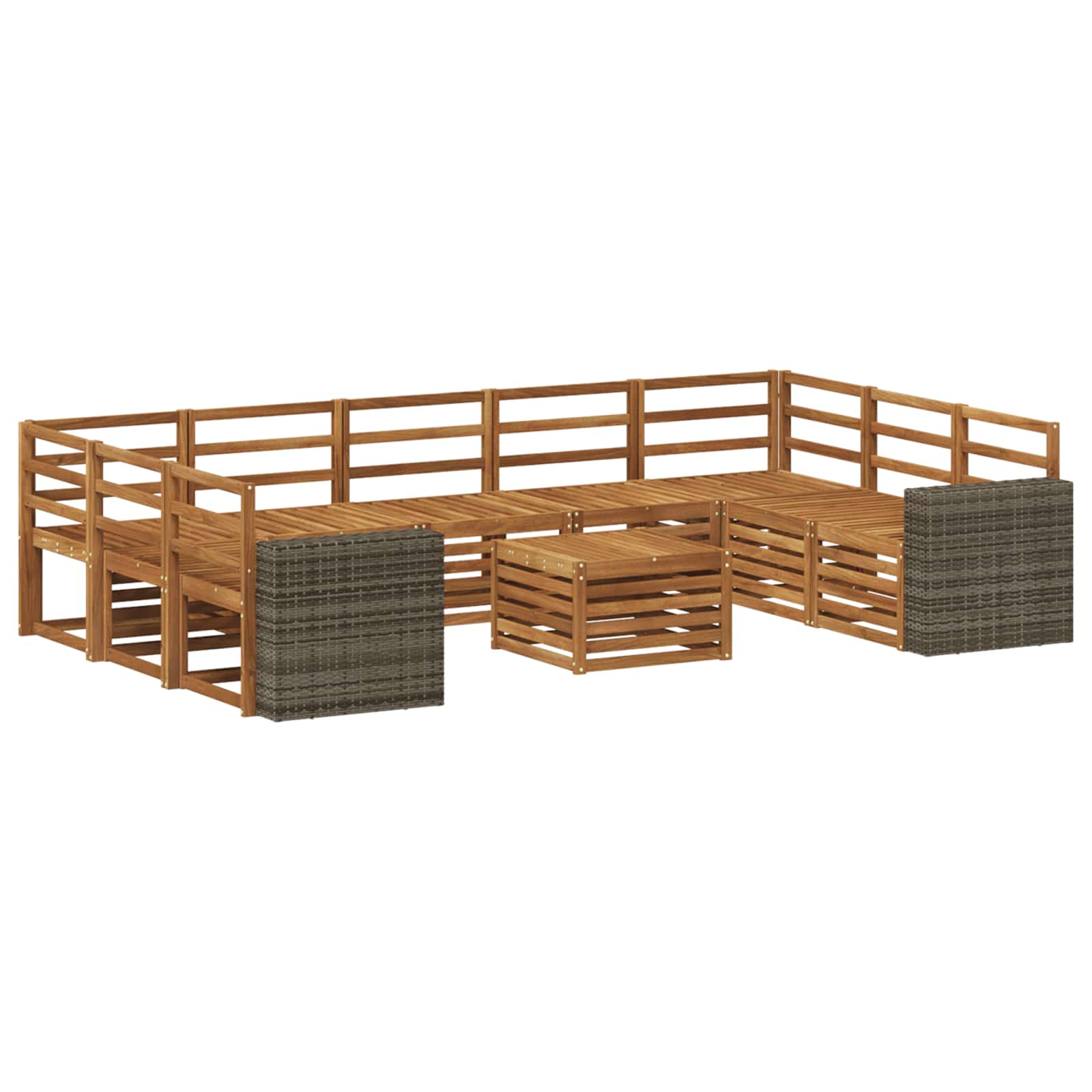 Sofagarnituren 10 pcs Natur Massivholz Akazie