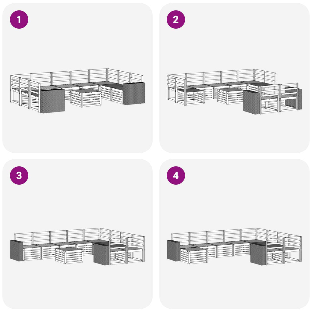 Sofagarnituren 10 pcs Natur Massivholz Akazie