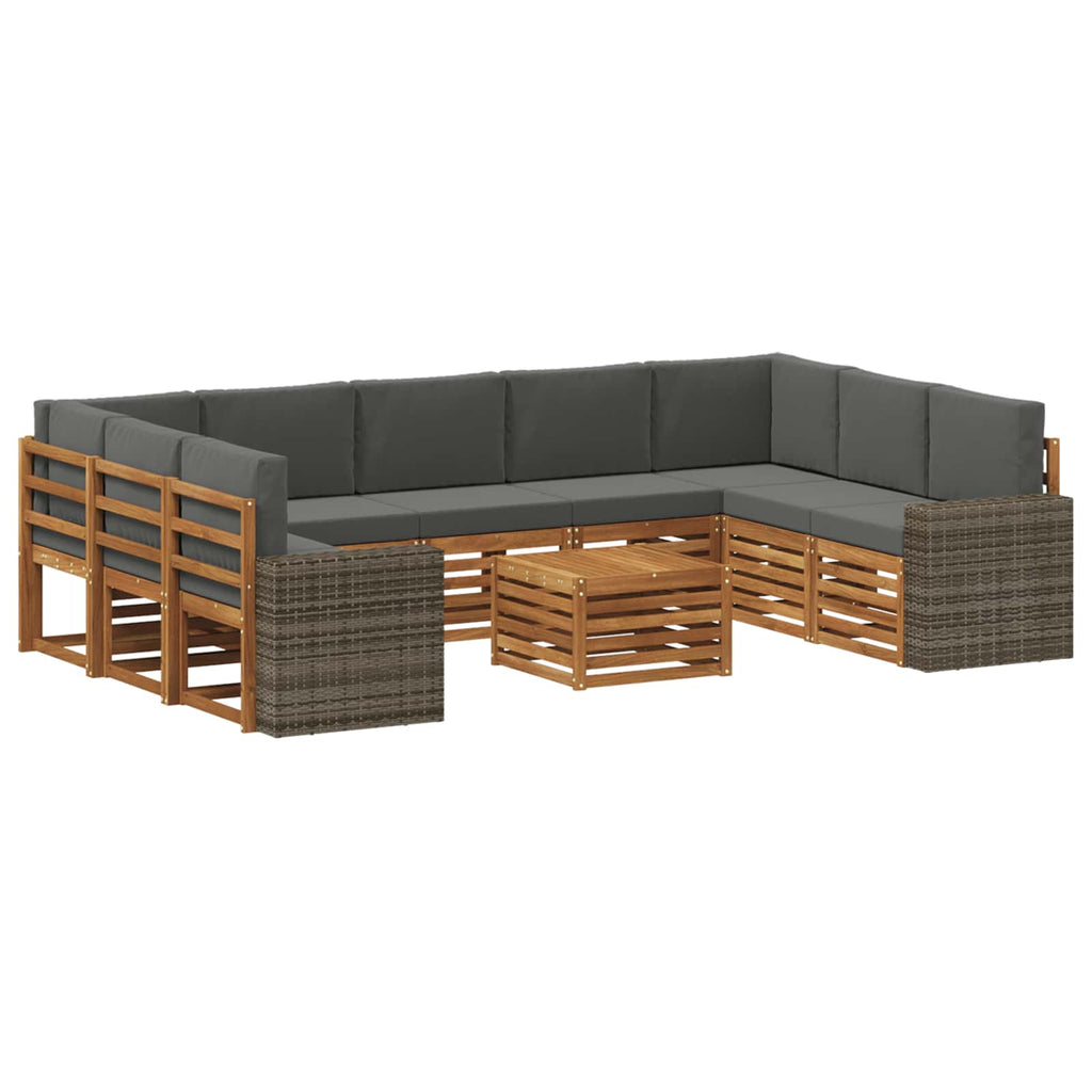 Sofagarnituren 10 pcs Natur und Anthrazit Massivholz Akazie