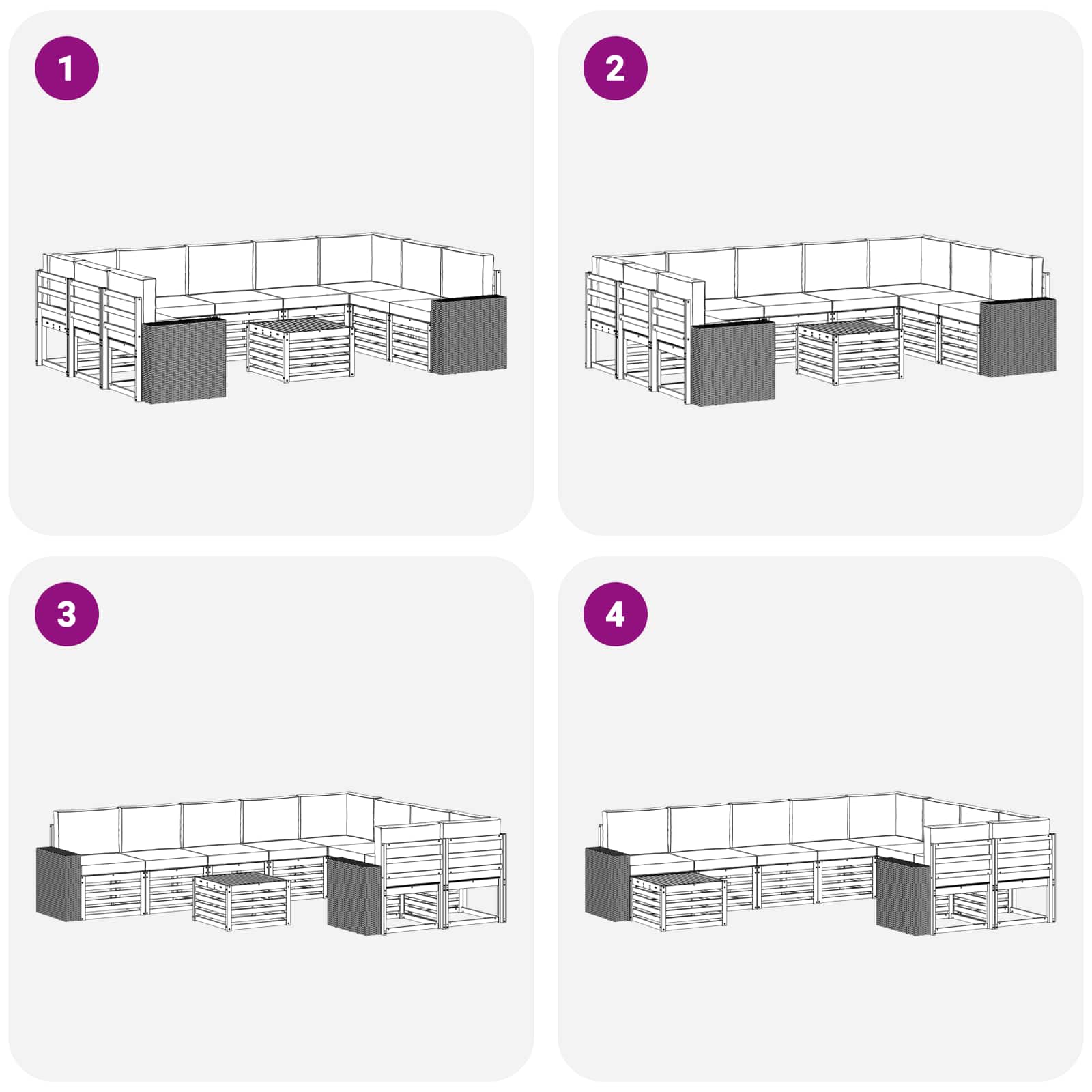 Sofagarnituren 10 pcs Natur und Anthrazit Massivholz Akazie