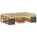Sofagarnituren 10 pcs Natur und Beige Massivholz Akazie