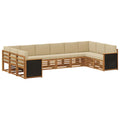 Ecksofa Set 7 pcs Natur Massives Akazienholz und Polyester