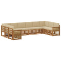 Ecksofa Set 7 pcs Natur Massives Akazienholz und Polyester