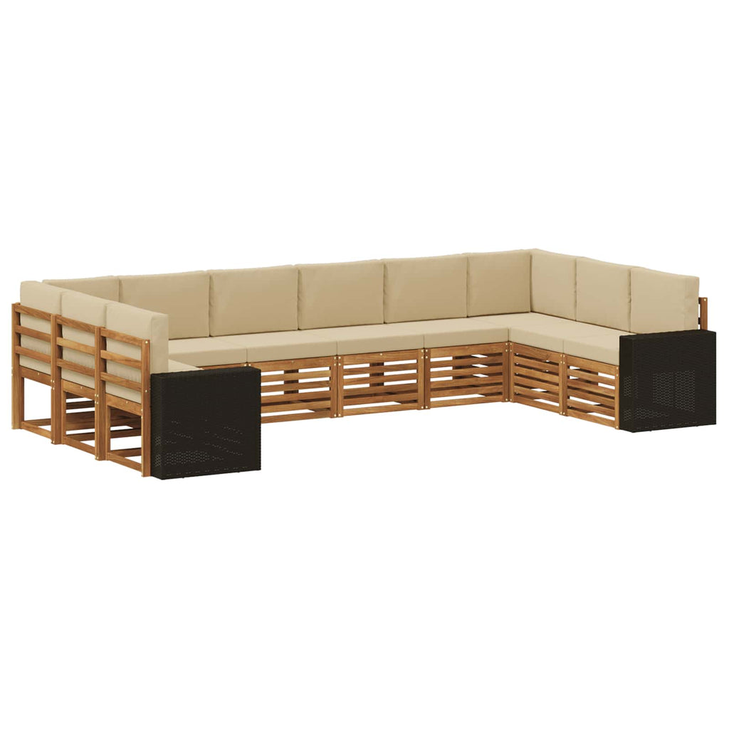 Outdoor-Sofagarnitur 10 pcs Natur und Beige Polyester