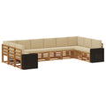 Outdoor-Sofagarnitur 10 pcs Natur und Beige Polyester