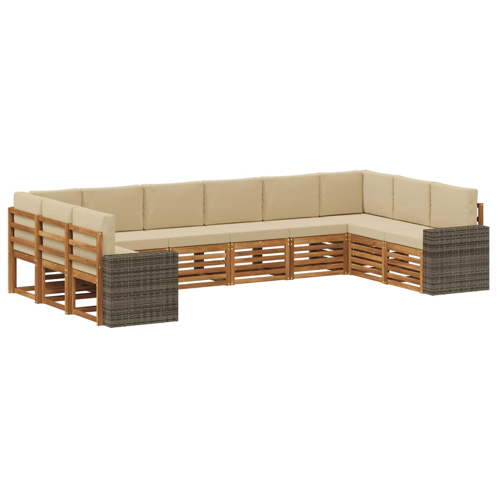 Outdoor-Sofagarnitur 10 pcs Natur und Beige Polyester