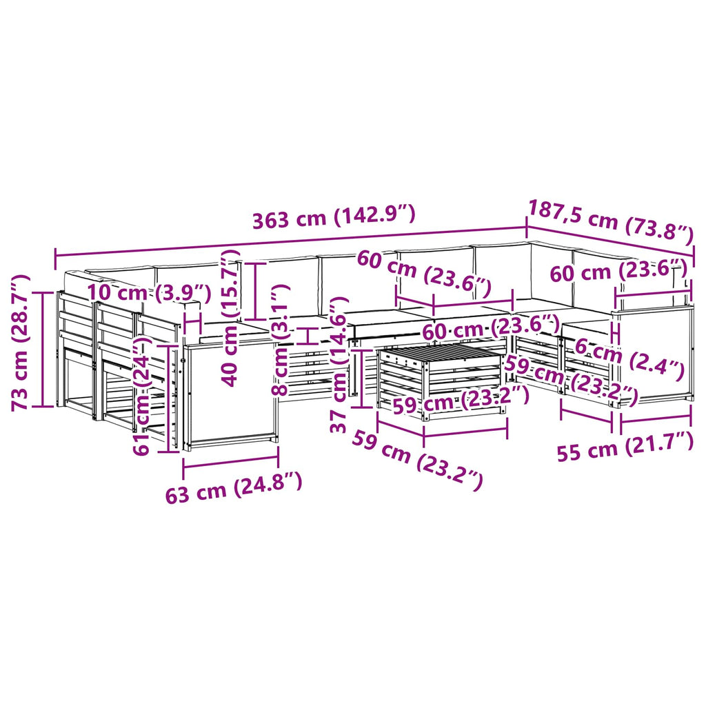 Outdoor-Sofagarnitur 8 pcs