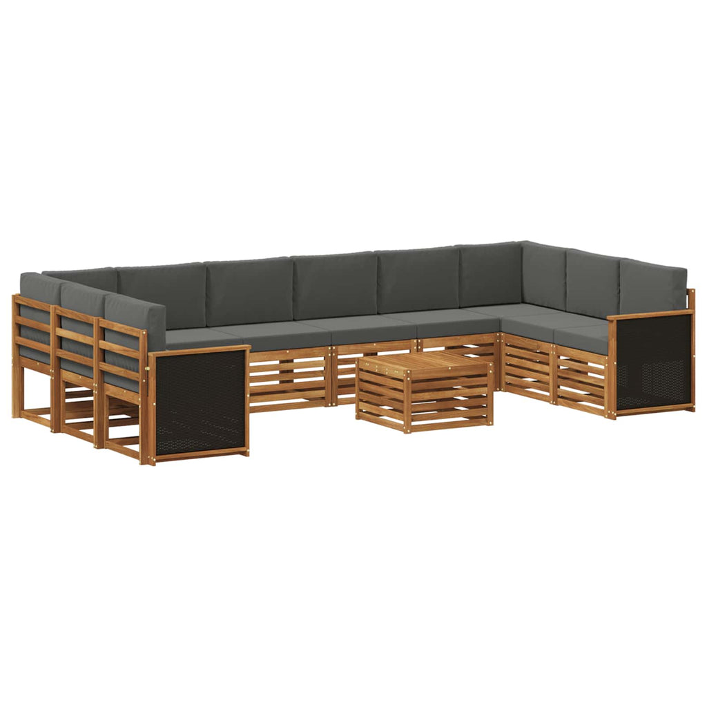 Outdoor-Sofagarnitur mit Kissen 8 pcs Natur und Anthrazit