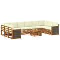 Outdoor-Sofagarnitur mit Kissen 8 pcs Natur und Creme