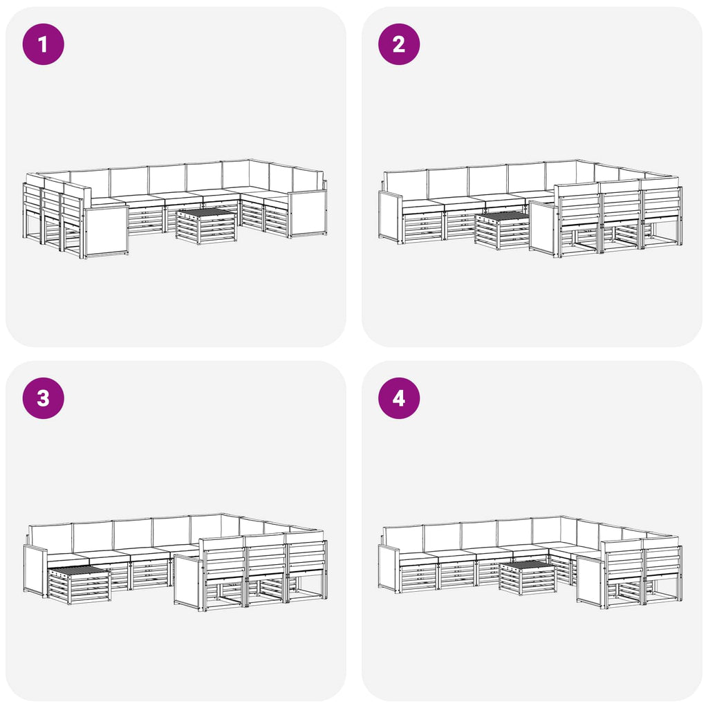 Outdoor-Sofagarnitur mit Kissen 8 pcs Natur und Anthrazit