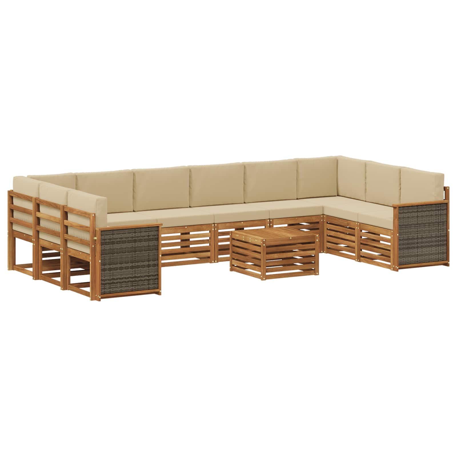Outdoor-Sofagarnitur mit Kissen 8 pcs Natur