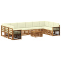 Outdoor-Sofagarnitur mit Kissen 8 pcs Natur und Creme