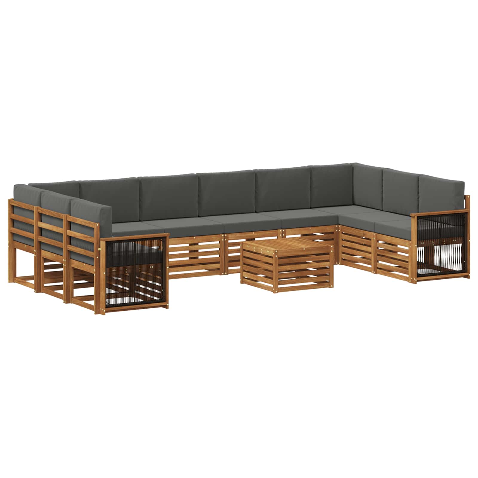 Outdoor-Sofagarnitur mit Kissen 8 pcs Natur und Anthrazit