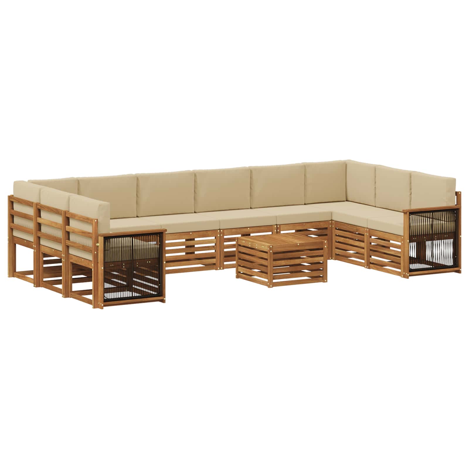 Outdoor-Sofagarnitur mit Kissen 8 pcs Natur