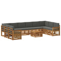 Outdoor-Sofagarnitur mit Kissen 8 pcs Natur und Anthrazit
