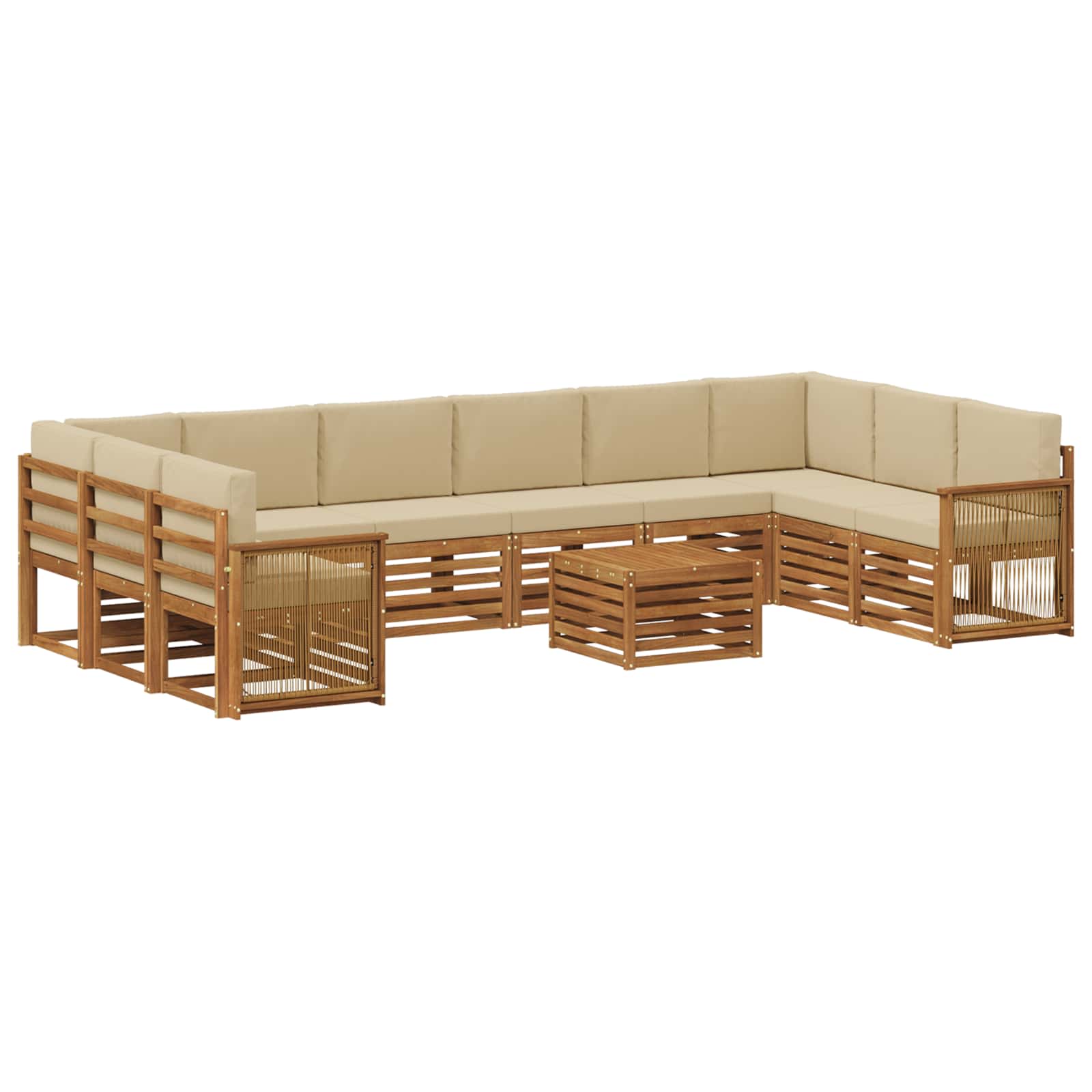 Outdoor-Sofagarnitur mit Kissen 8 pcs Natur