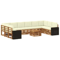 Outdoor-Sofagarnitur 11 pcs Natur und Creme Polyester