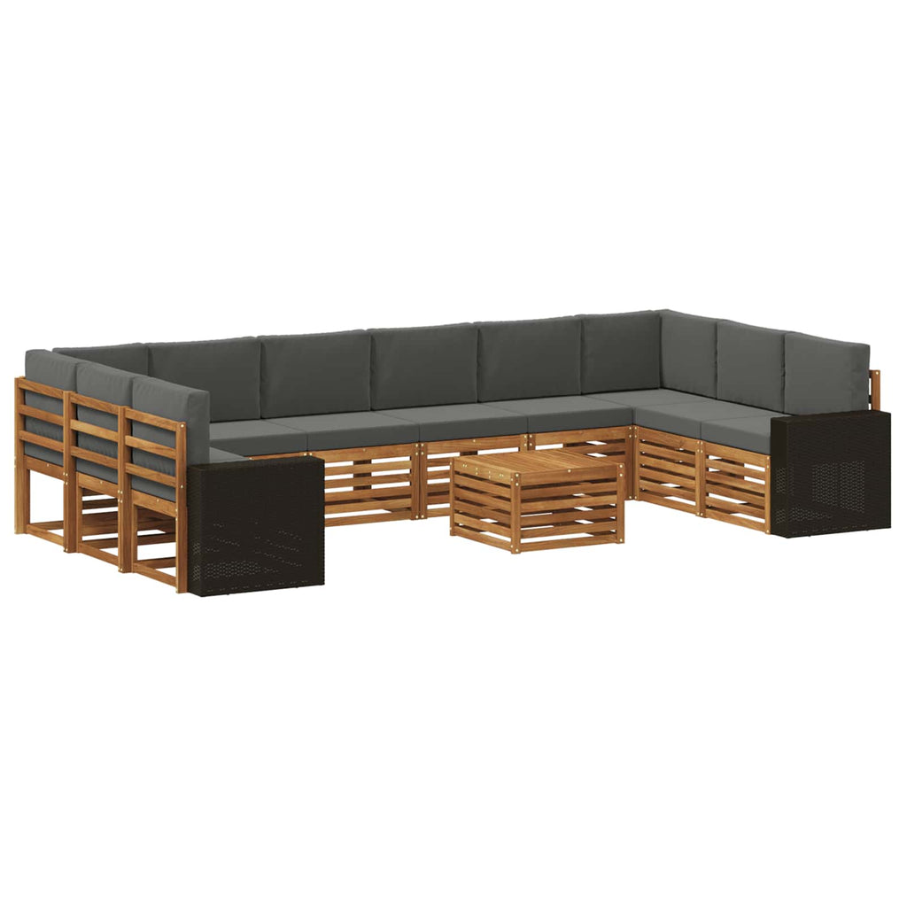 Outdoor-Sofagarnitur 11 pcs Natur und Anthrazit Polyester