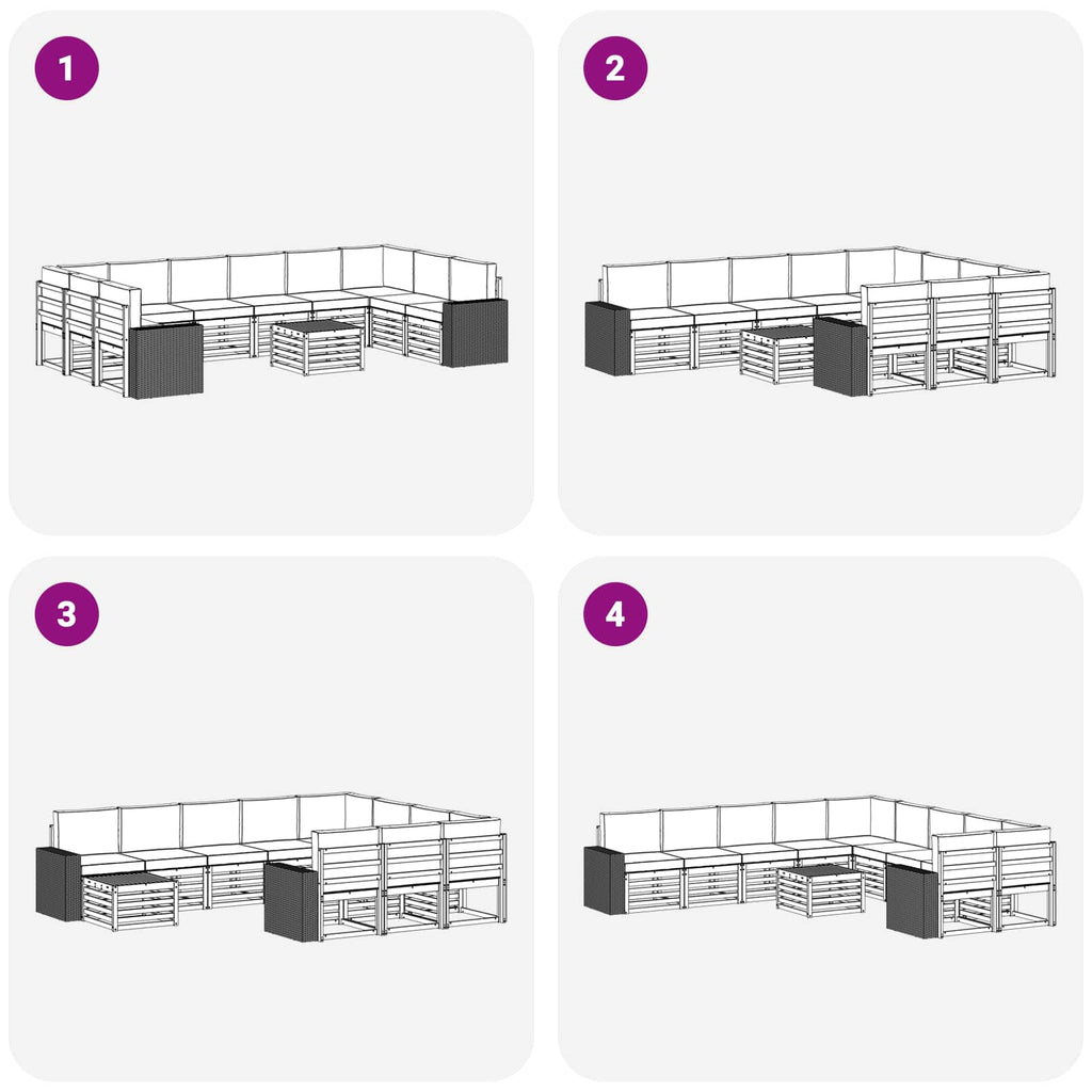 Outdoor-Sofagarnitur 11 pcs Natur und Anthrazit Polyester