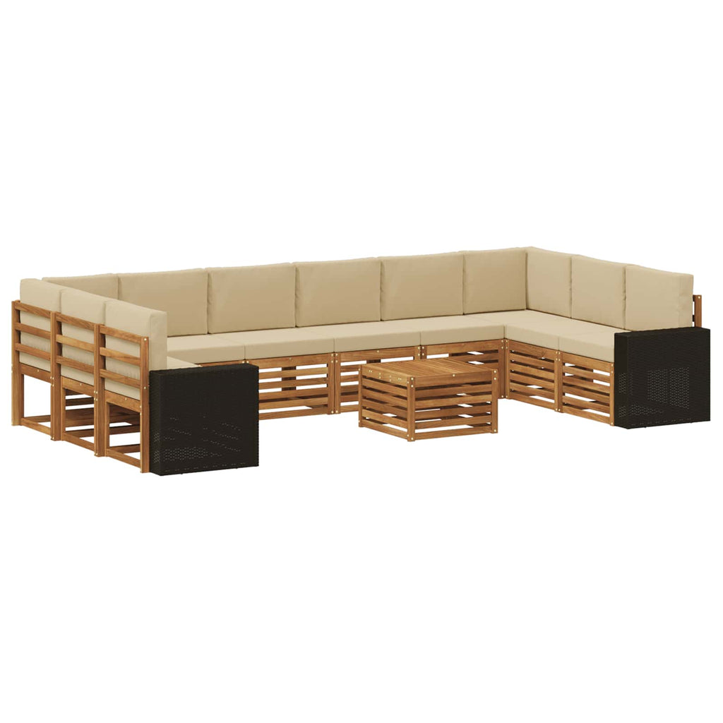 Outdoor-Sofagarnitur 11 pcs Natur und Beige Polyester