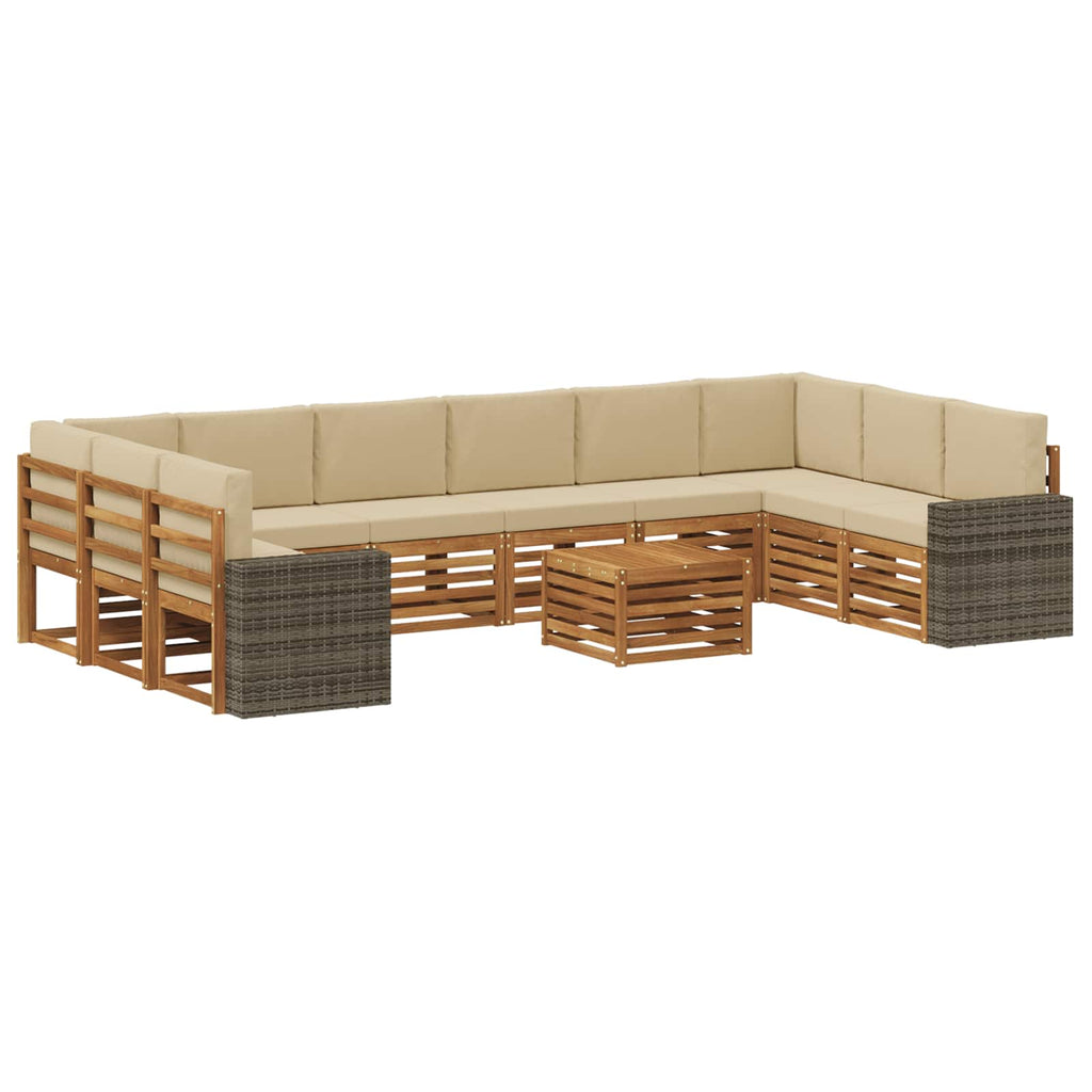 Outdoor-Sofagarnitur 11 pcs Natur und Beige Polyester