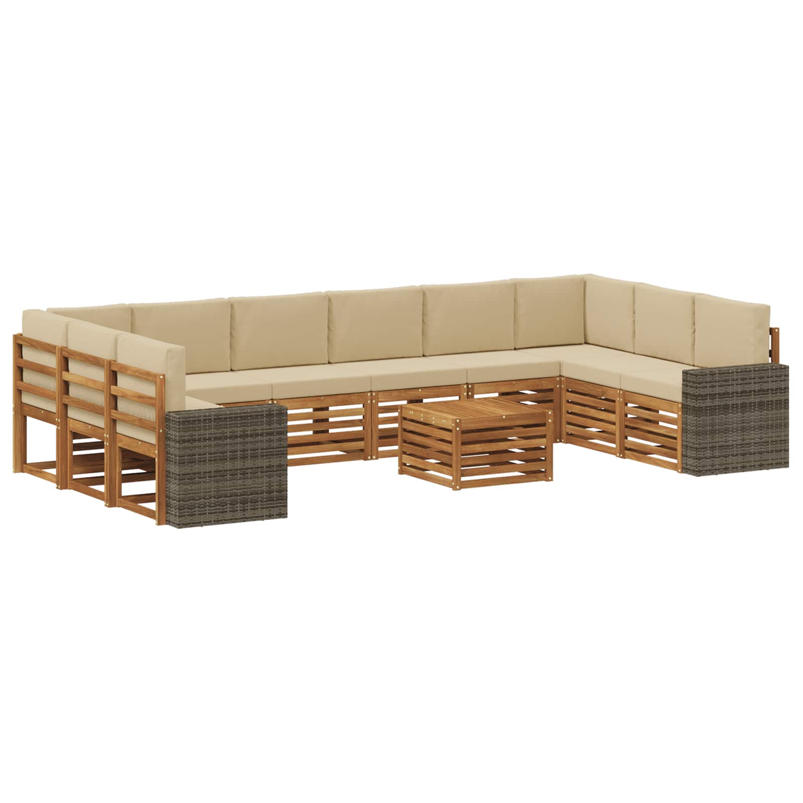 Outdoor-Sofagarnitur 11 pcs Natur und Beige Polyester