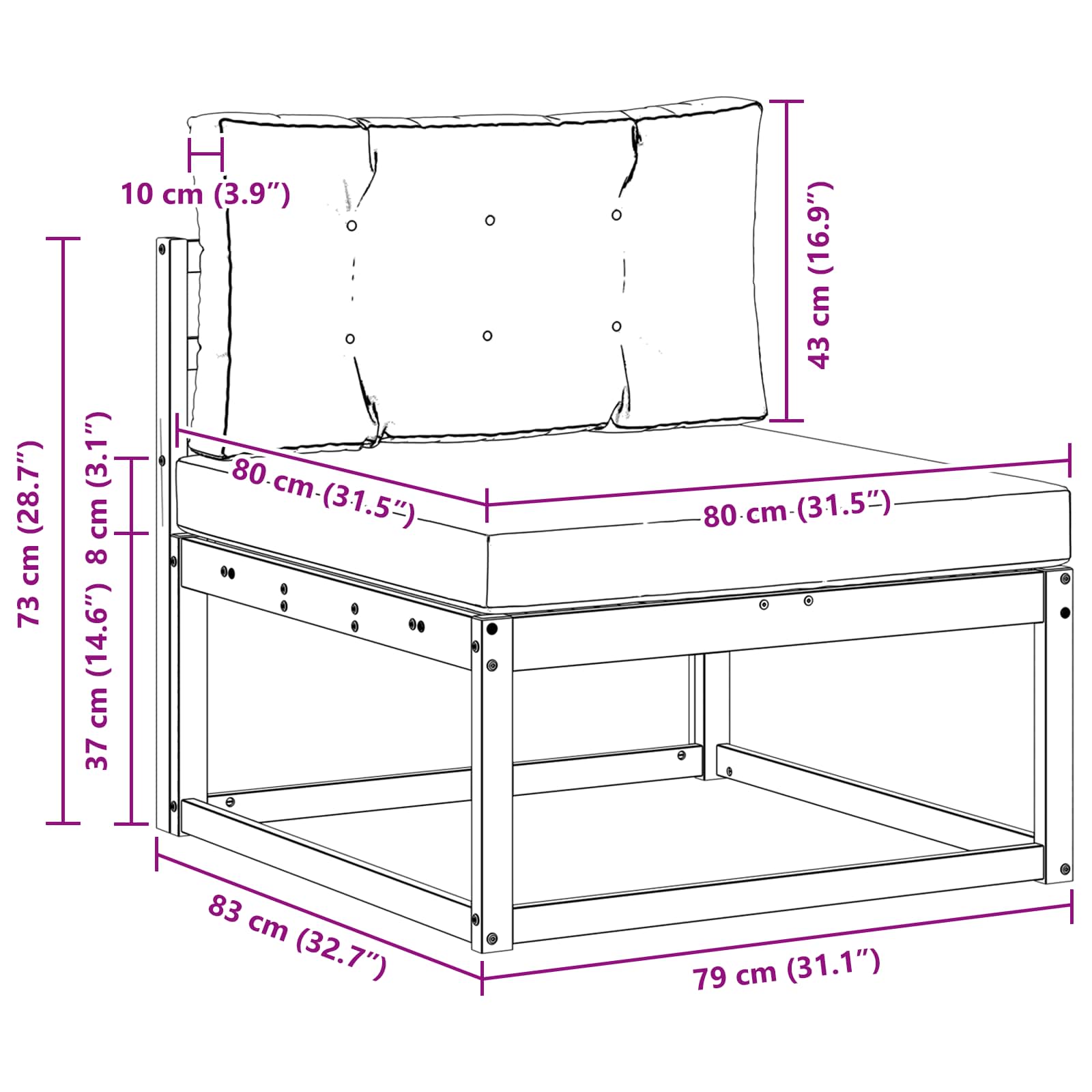 Outdoor-Sofagarnitur mit Kissen 3 pcs Natur und Creme