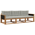 Outdoor-Sofagarnitur mit Kissen 3 pcs Natur und Hellgrau