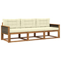 Outdoor-Sofagarnitur mit Kissen 3 pcs Natur und Creme