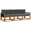 Outdoor-Sofagarnitur mit Kissen 3 pcs Natur und Anthrazit