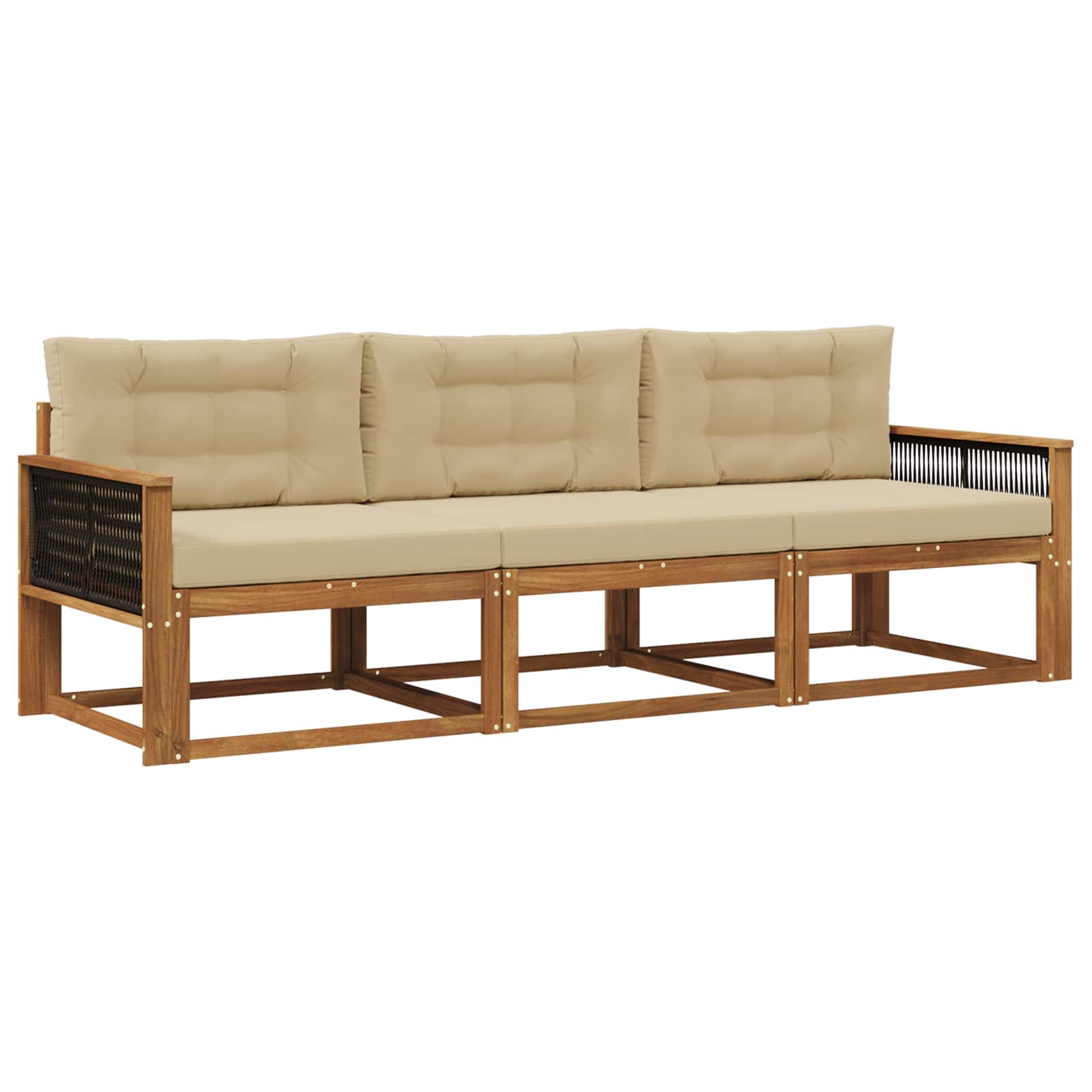 Outdoor-Sofagarnitur mit Kissen 3 pcs Natur und Beige