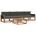 Outdoor-Sofagarnitur mit Kissen 5 pcs Natur und Anthrazit