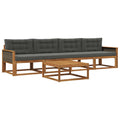 Outdoor-Sofagarnitur mit Kissen 5 pcs Natur und Anthrazit