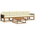 Outdoor-Sofagarnitur mit Kissen 5 pcs Natur und Creme